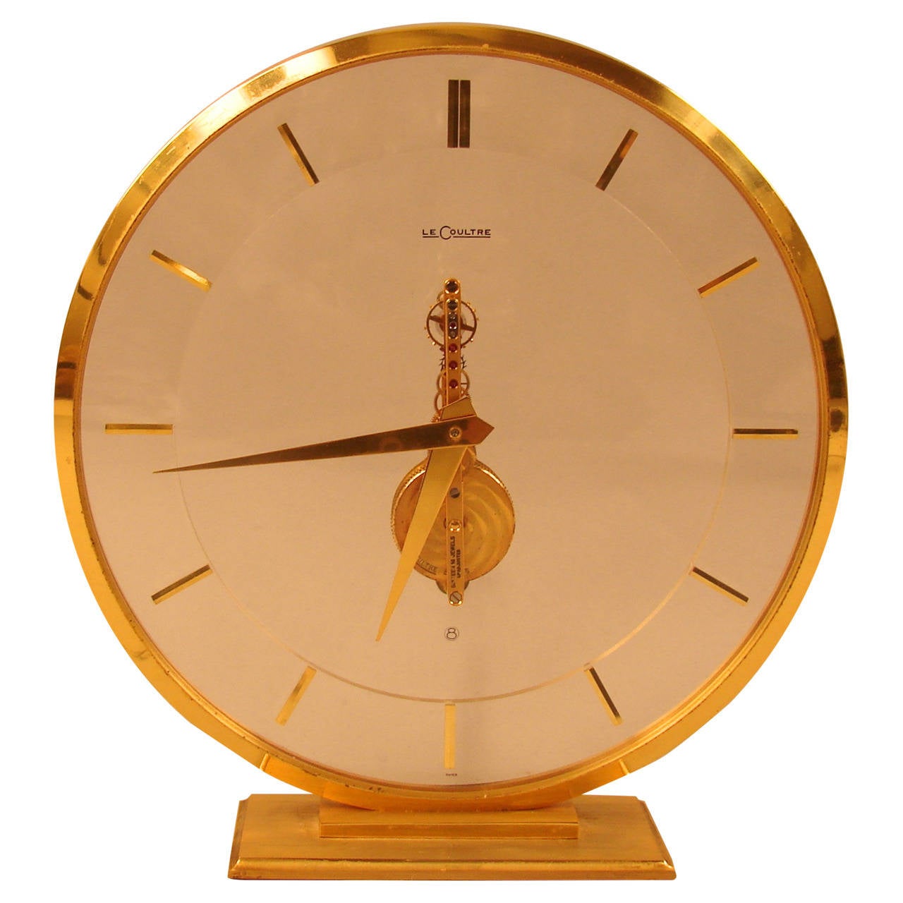 LeCoultre MidCentury 16Jewel, EightDay Movement Skeleton Clock at