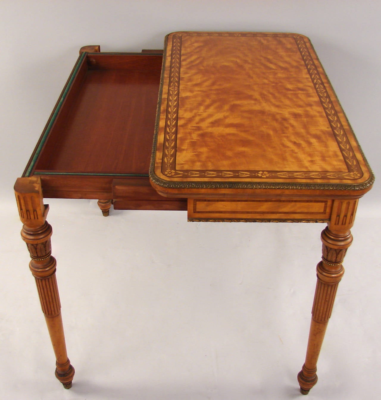 Mid-19th Century Superb Quality English Satinwood Bronze-Mounted Flip Top Games Table