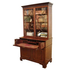 George III Secretaire Bookcase with Satinwood Inlay