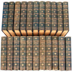 Works of Voltaire, 22 Volumes, Arouet Ltd. Edition, Blue Leather Bindings