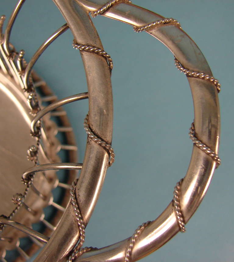 19th Century Unusual English Sterling Silver Basket, Hallmarked for London, 1898