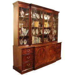 Substantial George III Period Mahogany Breakfront Bookcase