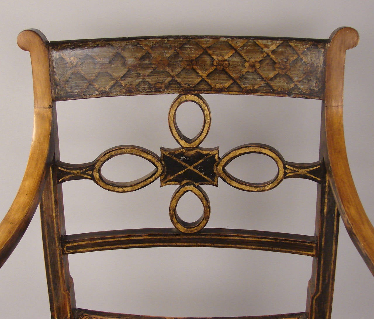 19th Century Regency Painted Curule Armchair