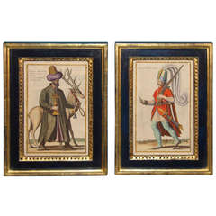 Pair of Copperplate Engravings of 16th Century Men in Arab Dress