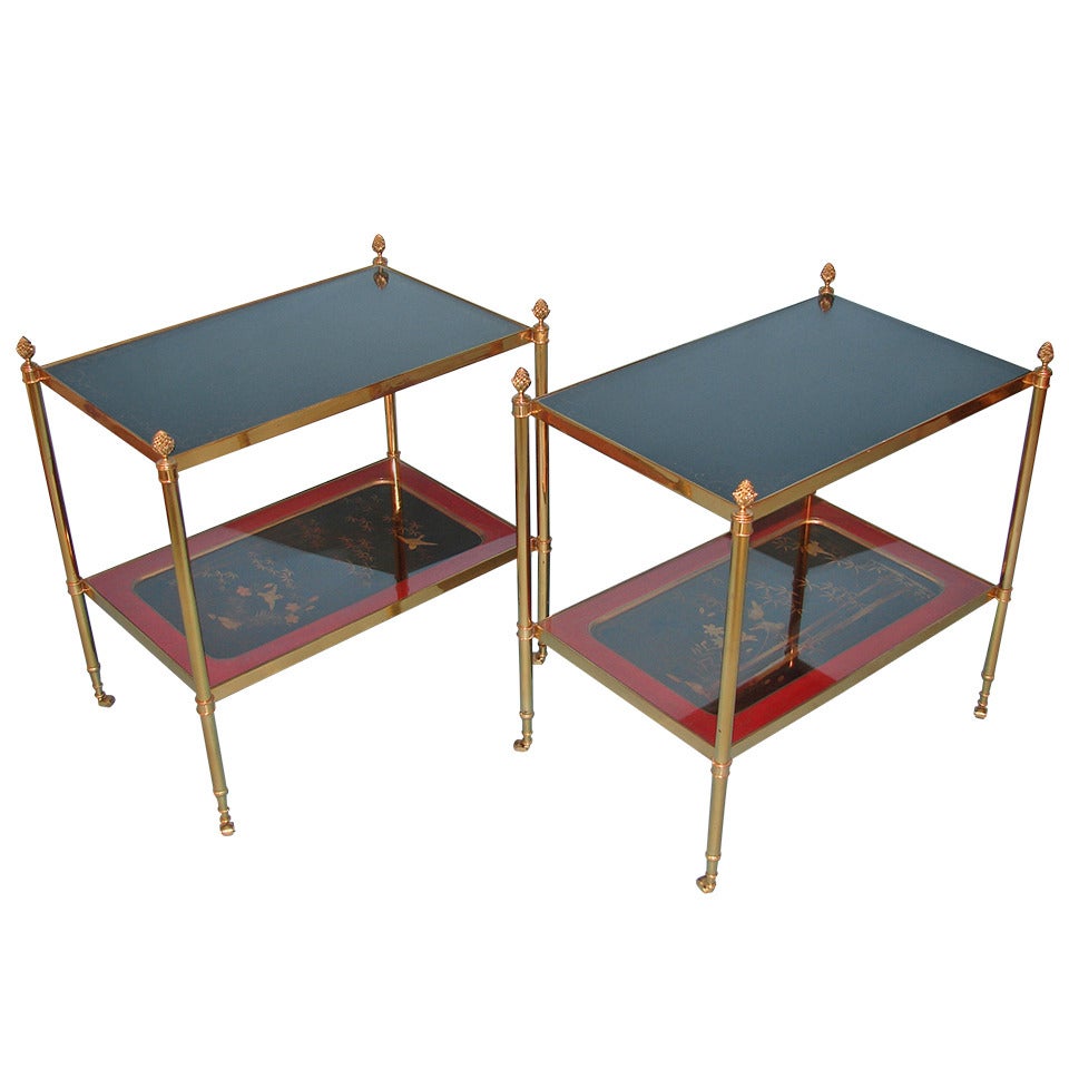 Pair of Custom Brass Side Tables