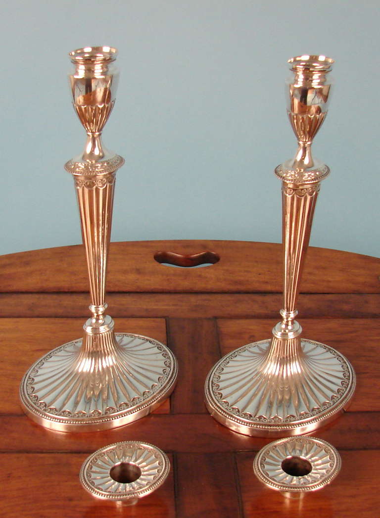 Neoclassical Revival Pair of Gorham Sterling Silver Candlesticks