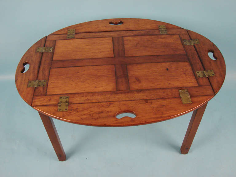 British Georgian Style Mahogany Butler's Tray with Collapsible Sides