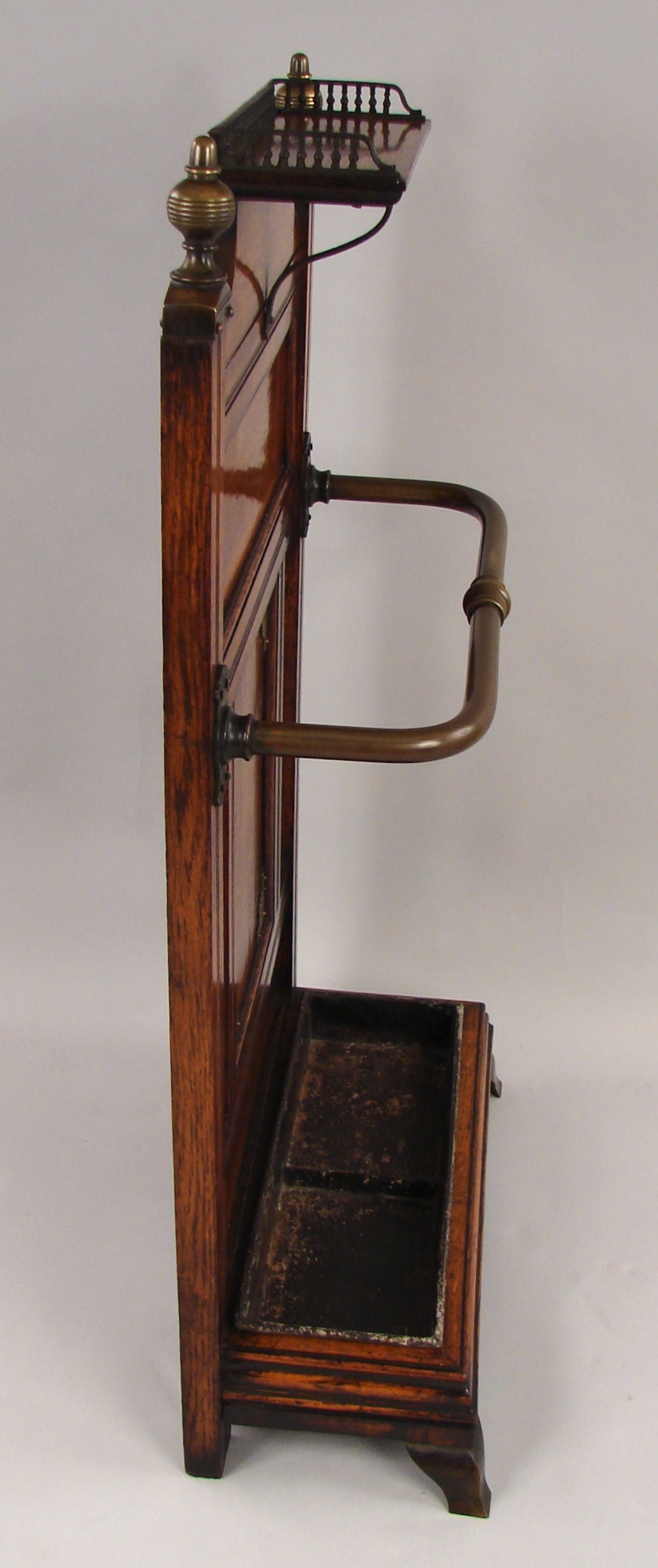 Victorian Aesthetic Period Oak and Brass Cane or Umbrella Stand
