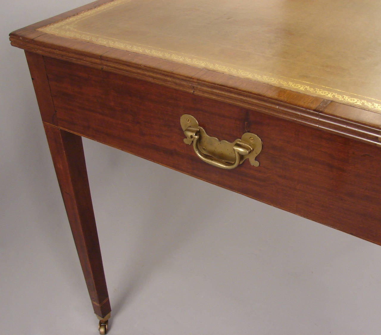Hepplewhite George III Mahogany Leather-Top Writing Table with Bramah Locks