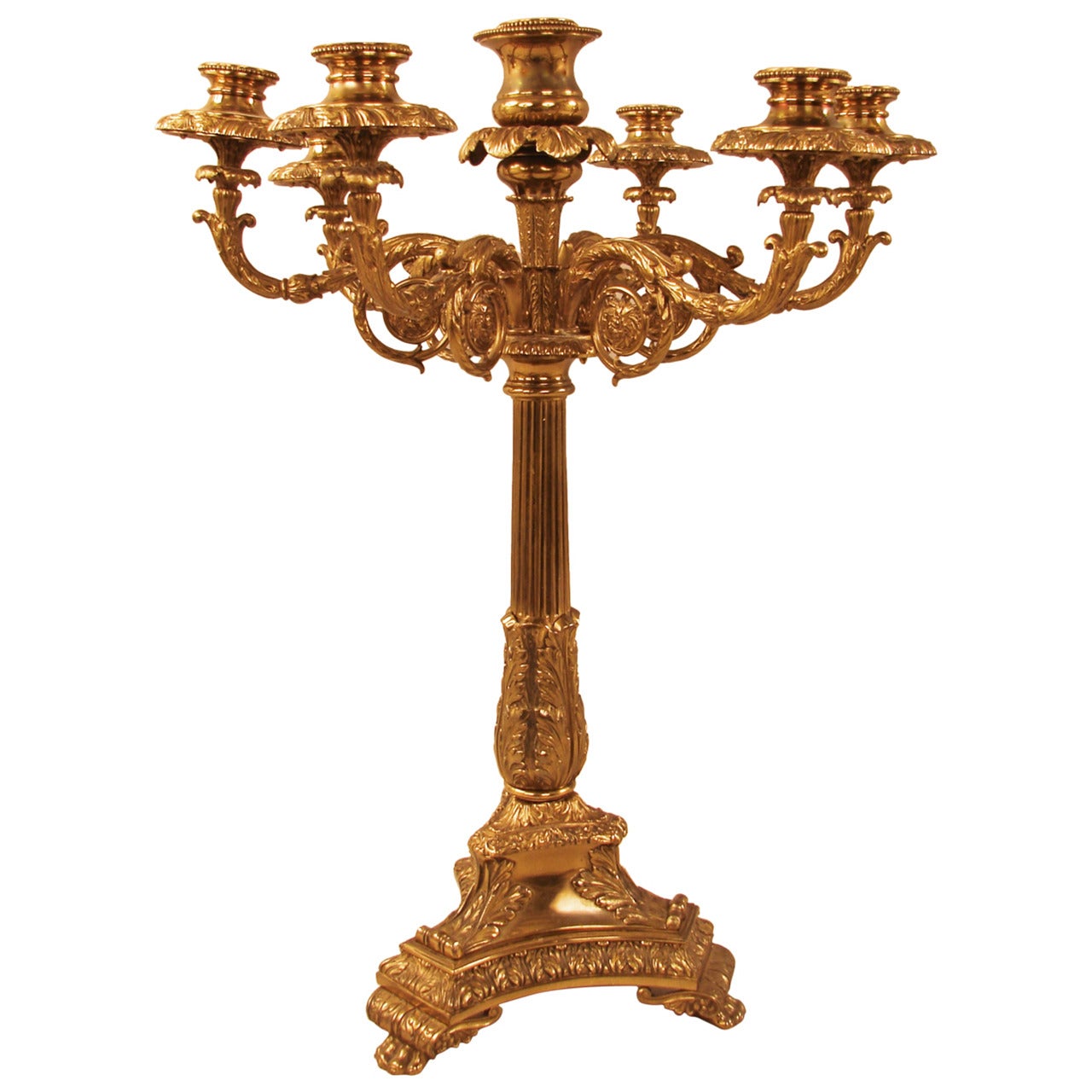 19th Century Cast Brass Candelabrum