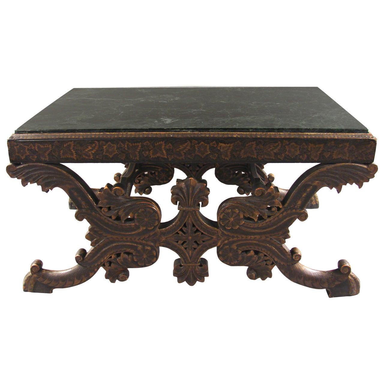 Continental Painted Marble-Top Low Table