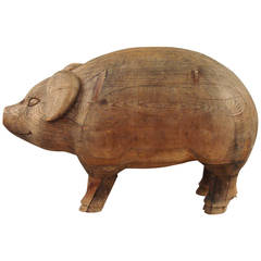 Antique Laminated Wooden Pig