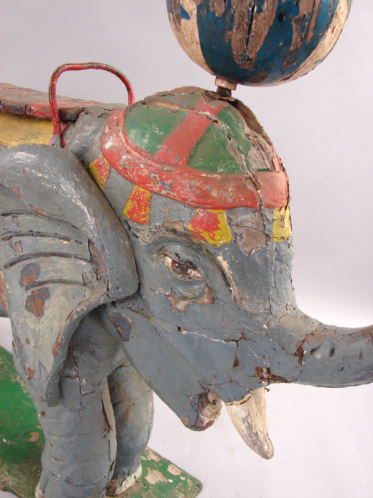 Polychrome Decorated Carousel Elephant In Fair Condition In San Francisco, CA