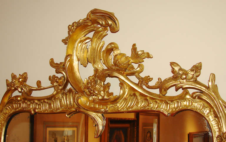 French Louis XV Style Giltwood Mirror