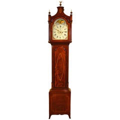 Antique George III Inlaid Mahogany Tall Case Clock by Hull