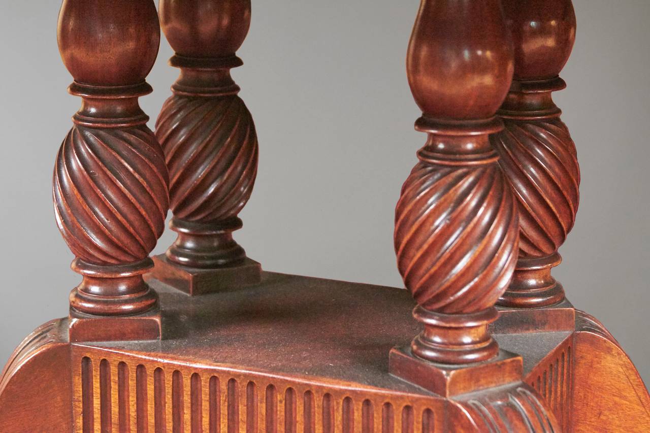 19th Century American Classical Style Mahogany Two Pedestal Dining Table with Three Leaves
