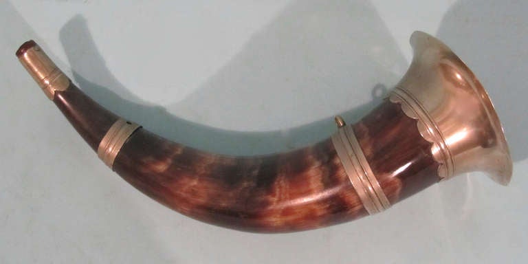 Country Silver Mounted Hunting Horn Indian Motif