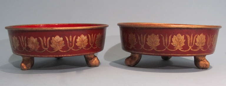 Lovely Pair of French Painted Decanter Holders