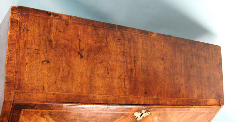 Fine George II Walnut Bureau, Featherbanded Slant Front Desk 1