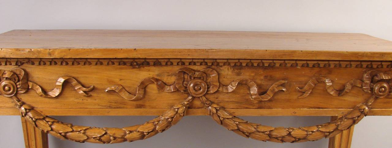 French Neoclassical Carved Poplar Console Table
