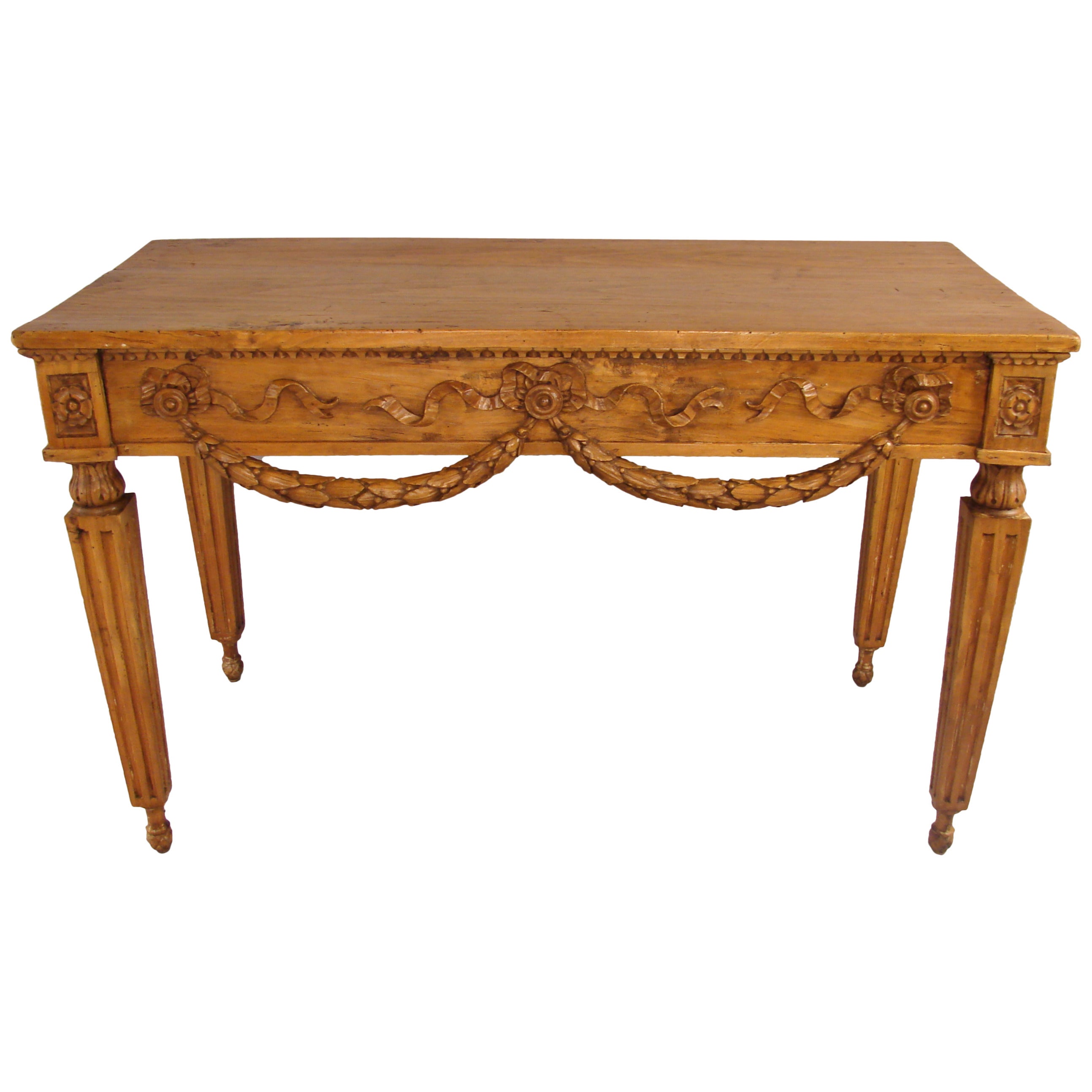 Neoclassical Carved Poplar Console Table