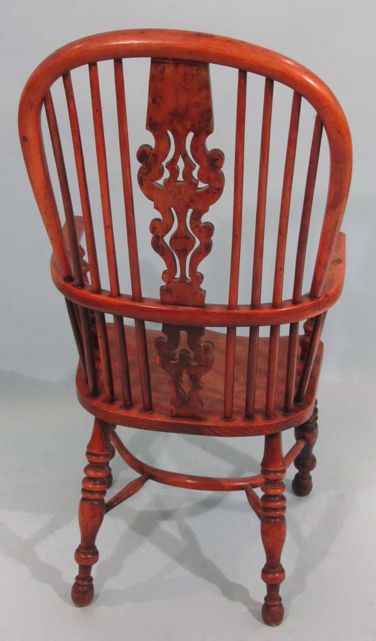 Country Yew Wood and Elm High Back Windsor Arm Chair