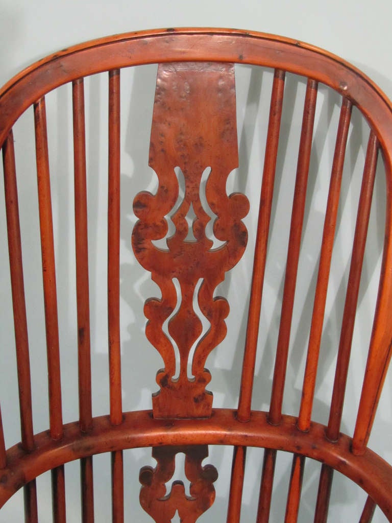 Yew Wood and Elm High Back Windsor Arm Chair In Excellent Condition In San Francisco, CA