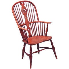 Antique High Back Windsor Armchair with Wheelback Splat