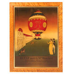 Vintage Reverse Painting on Glass of  French Balloon