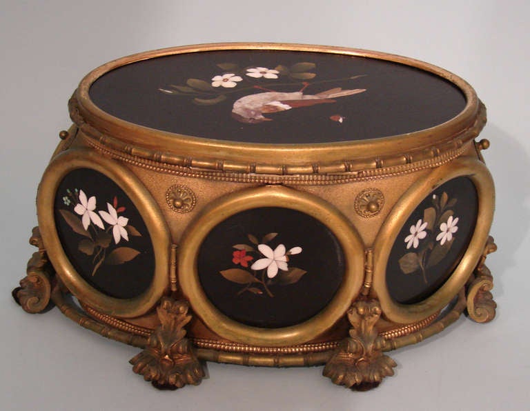 Rococo Revival Impressive Italian Pietra Dura Mounted Gilt Bronze Jewelry Box