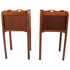 Pair of Georgian Style  Mahogany Bedside Tables with Tambour Doors