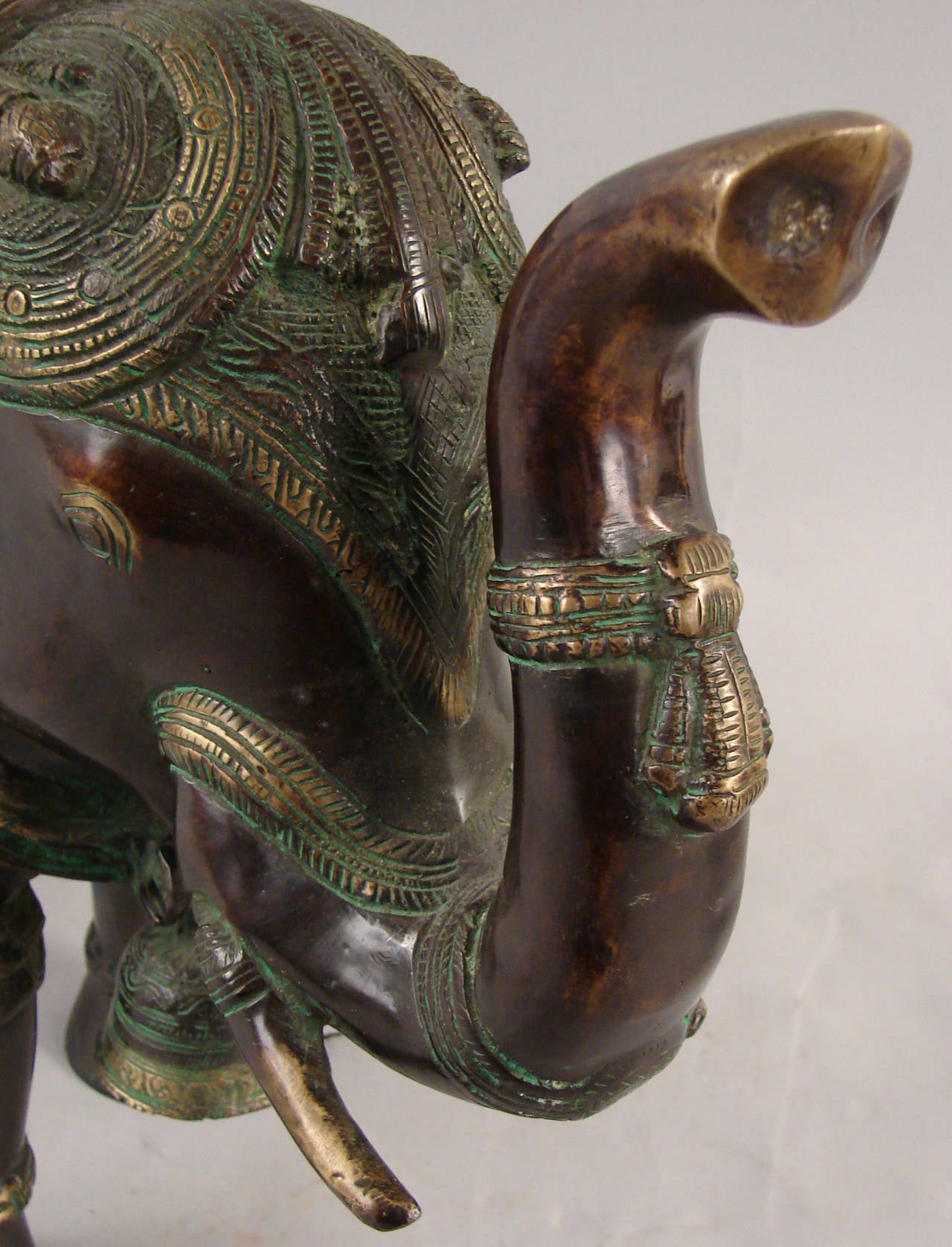 Pair of Indian Bronze Elephants In Excellent Condition In San Francisco, CA