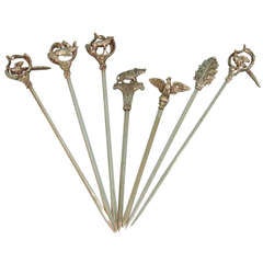 Antique Charming Group of Seven Silver Plated Skewers