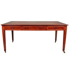 English Inlaid Mahogany Leather Top Partner's Writing Table