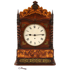 Antique Irish "Killarney" Arbitus, Yew Wood Satinwood Inlaid Clock