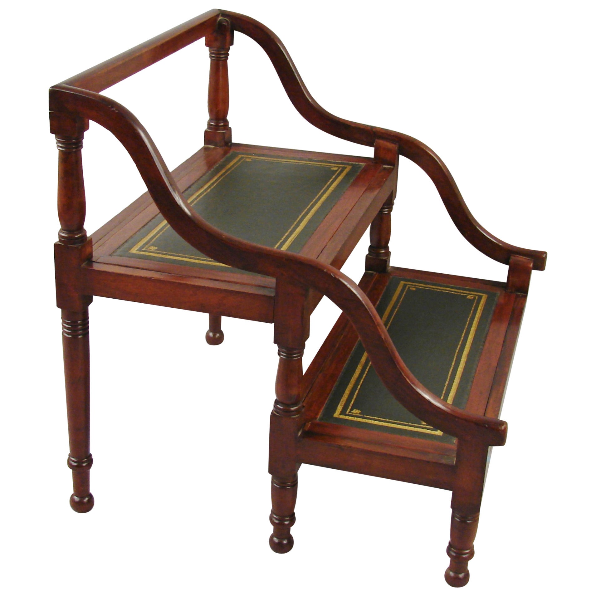 Regency Style Mahogany Leather Lined Steps