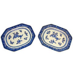 Pair of 19th Century Chinese Export Octagonal Platters