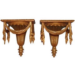 Lovely Pair of Neoclassical Style Giltwood Wall Brackets