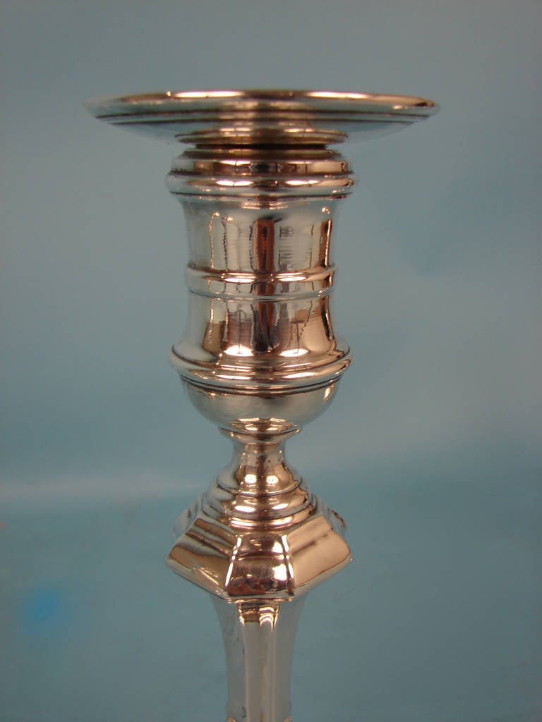 American Set of Four Georgian Style, Sterling Silver Candlesticks