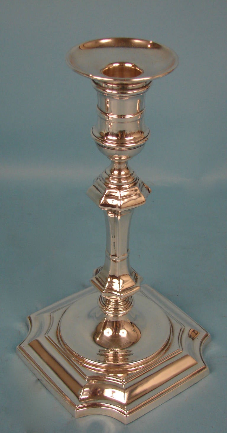 20th Century Set of Four Georgian Style, Sterling Silver Candlesticks