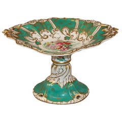 English Green Decorated Tazza possibly by Chamberlain