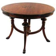 German Neoclassical Style Inlaid Walnut Center Table