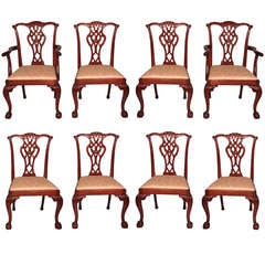 Set of Eight English Mahogany George III Style Dining Chairs