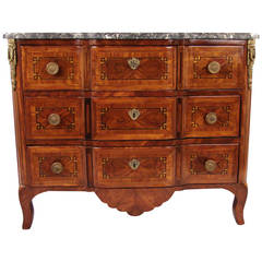 Lovely Louis XV-XVI Transitional Kingwood and Rosewood Five-Drawer Commode