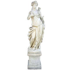 Cast Stone Garden Figure of Diana on Conforming Pedestal
