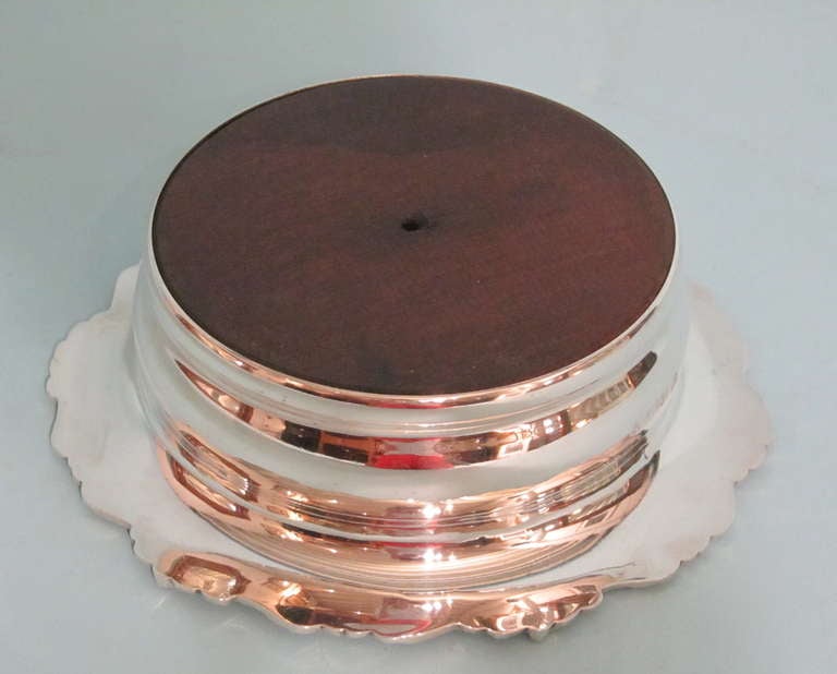 British Pair of English Walnut and Sterling Silver Wine Coasters by Garrard