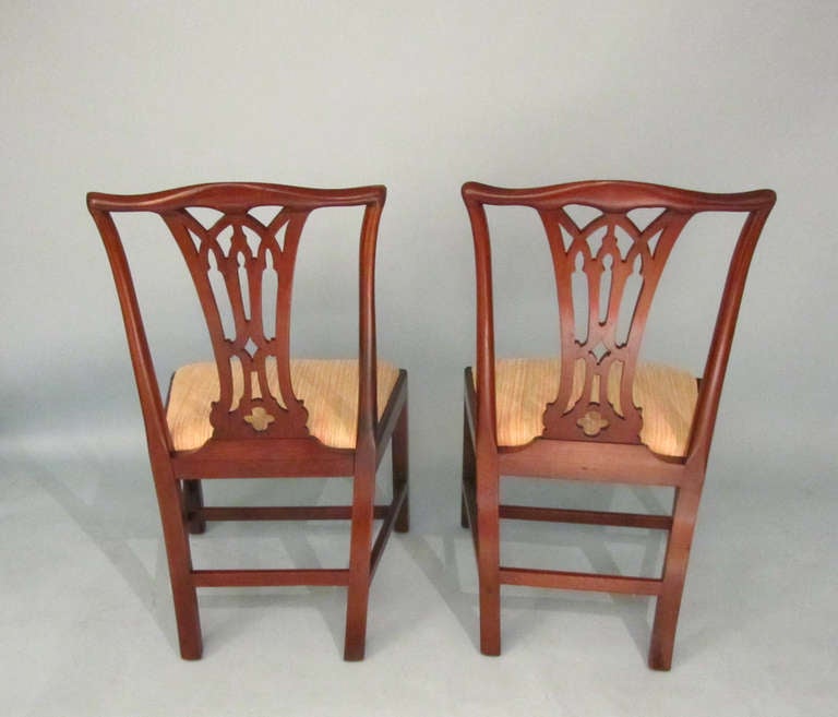 18th Century and Earlier Pair of George III Mahogany Chippendale Side Chairs