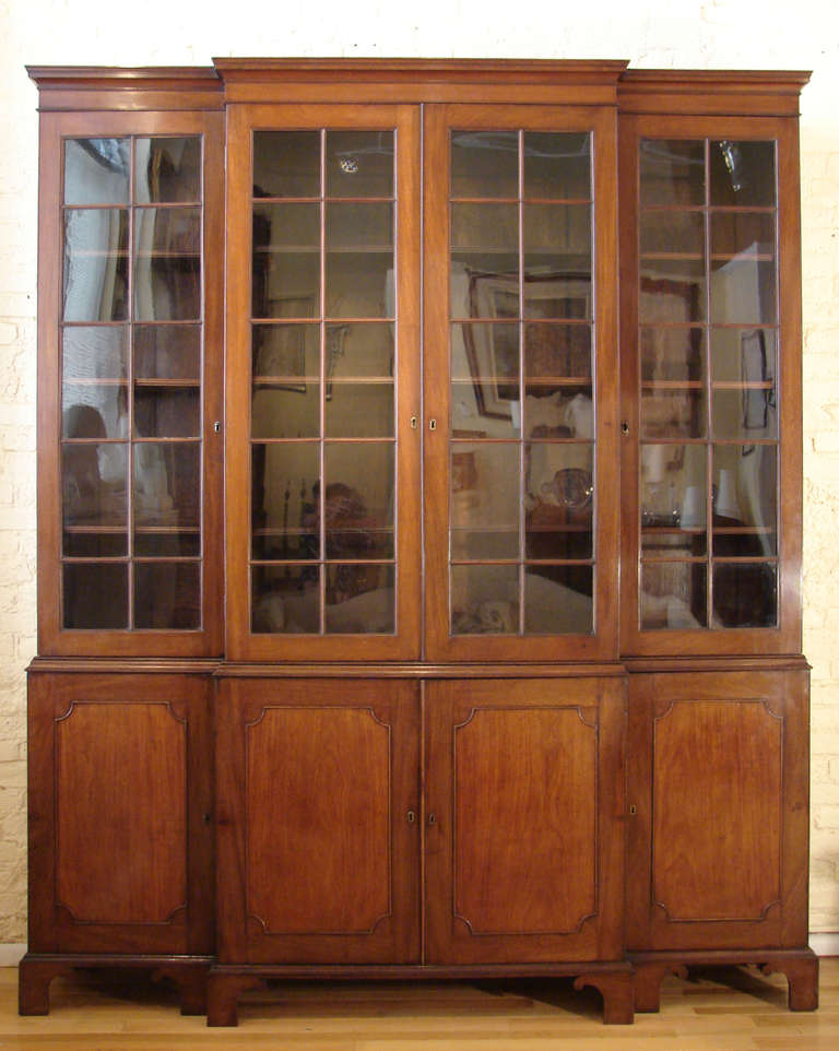 English Regency Mahogany Breakfront Bookcase