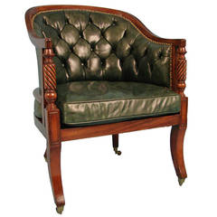 Regency Leather Tufted Tub Chair