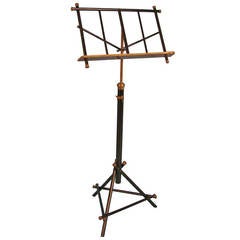 Antique French Napoleon III Tole and Wood Adjustable Music Stand